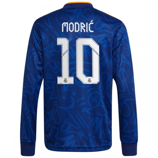 Camisola Real Madrid Luka Modrić 10 Equipamento Segundo 2021-2022 Manga Comprida